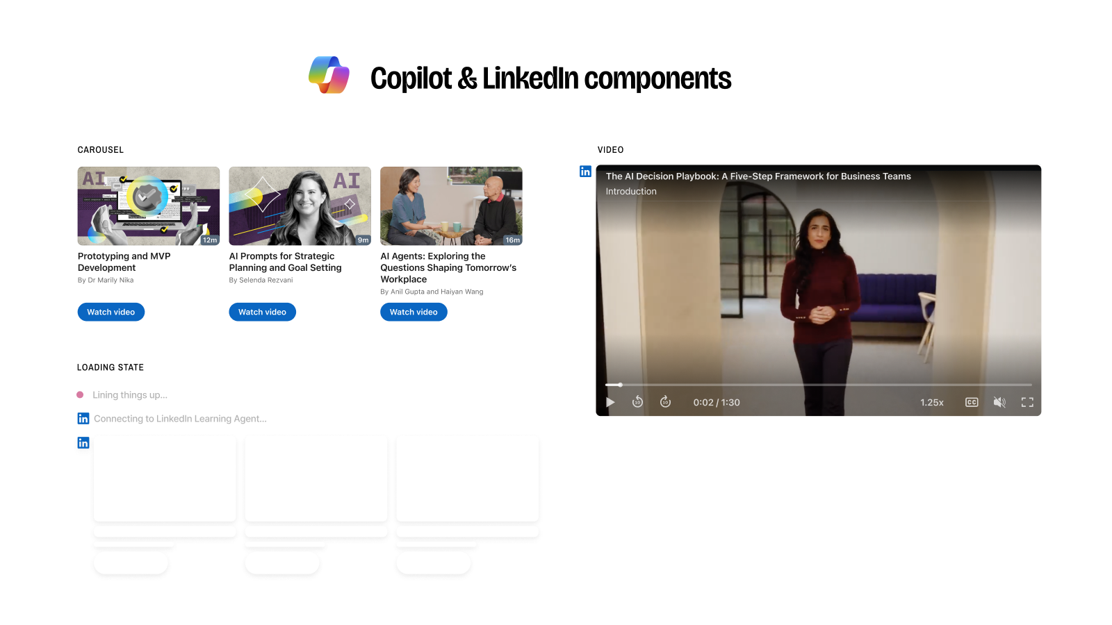 LinkedIn Learning components designed for Microsoft Copilot