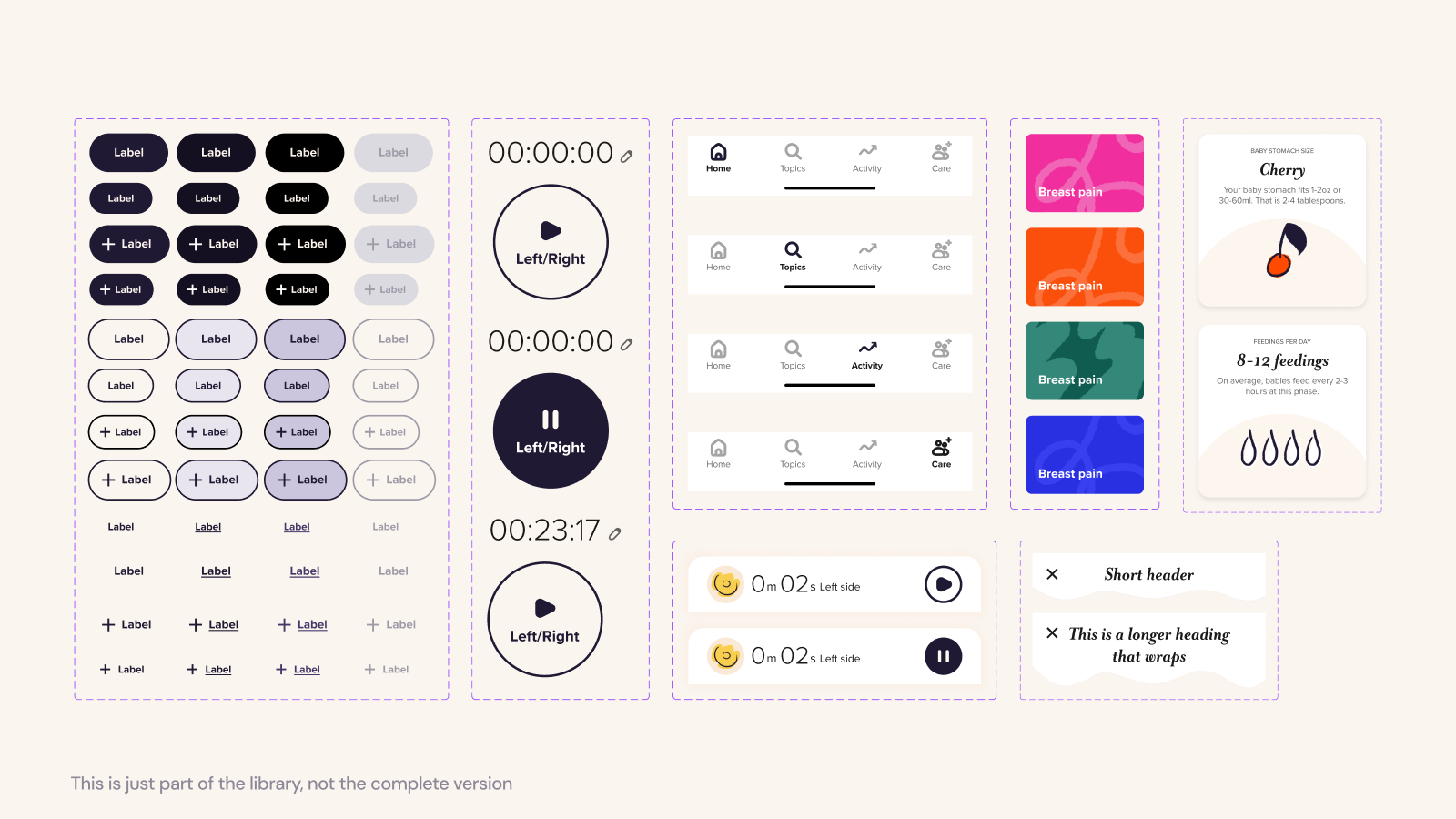 Content library: personalized cards by baby's age